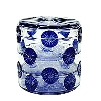 Amazon｜山下工芸 薩摩切子 伝匠秀逸品蓋付三段重 藍 φ21×21cm